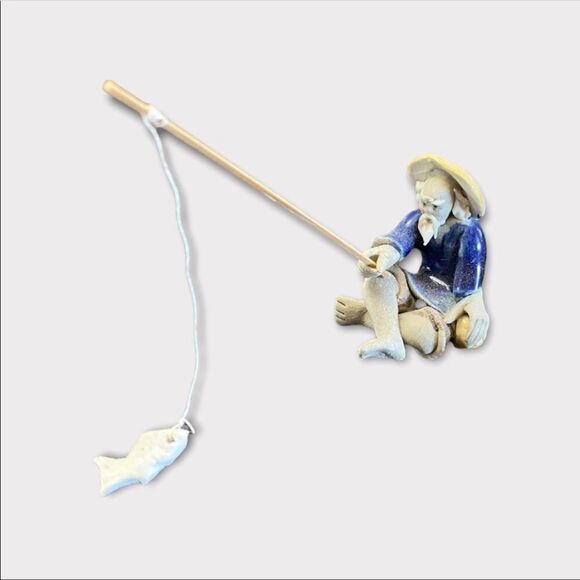 3/$15 Mini Clay Fisherman Figurine - Picture 1 of 4